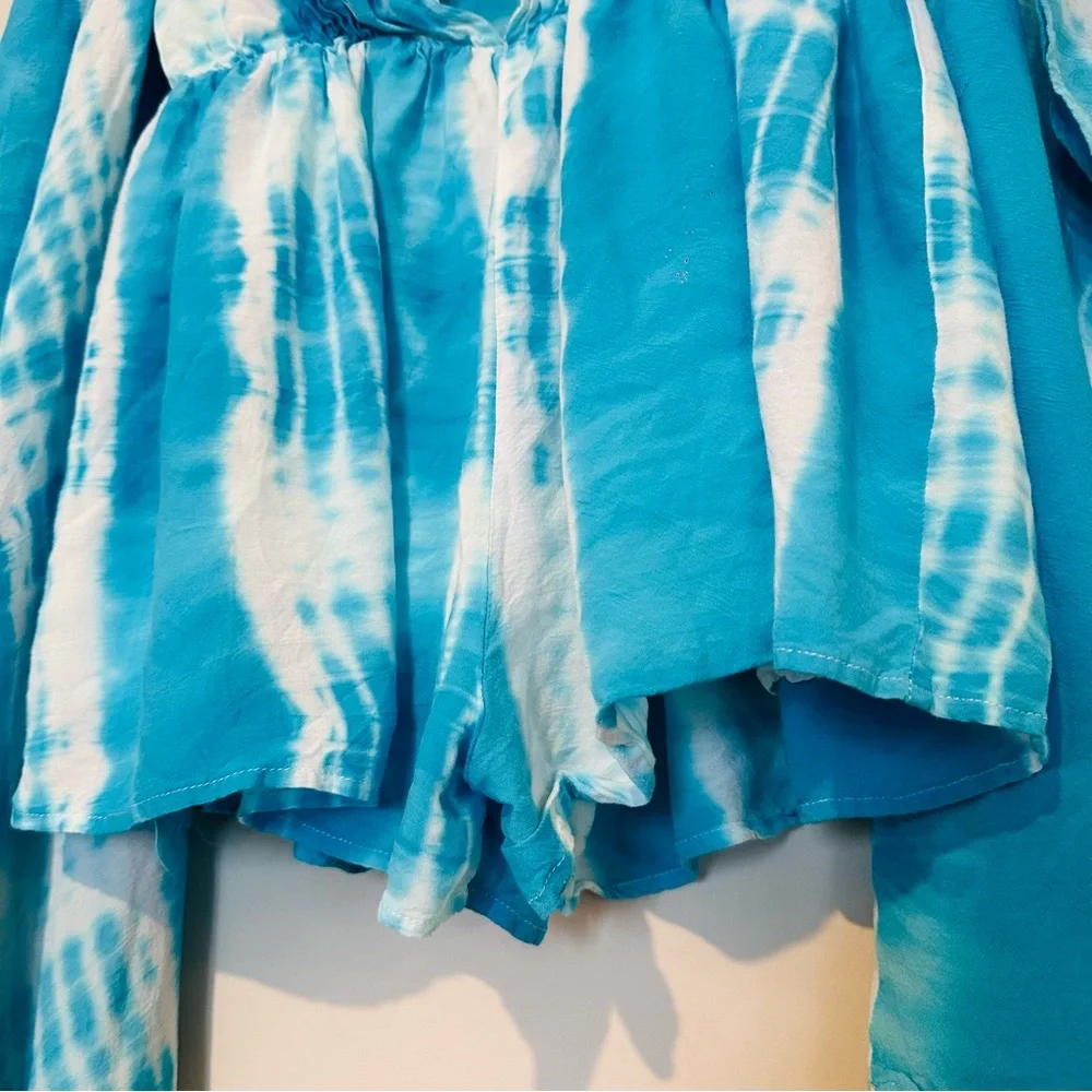 Akira Womens‎  Tie Dye Colorful V-Neck Long Sleeve Romper Large.C111 - Picture 6 of 13